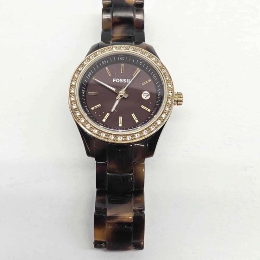 Fossil‎ Stella Mini Faux Tortoise ResinGold Tone Ladies Watch ES2922New Battery